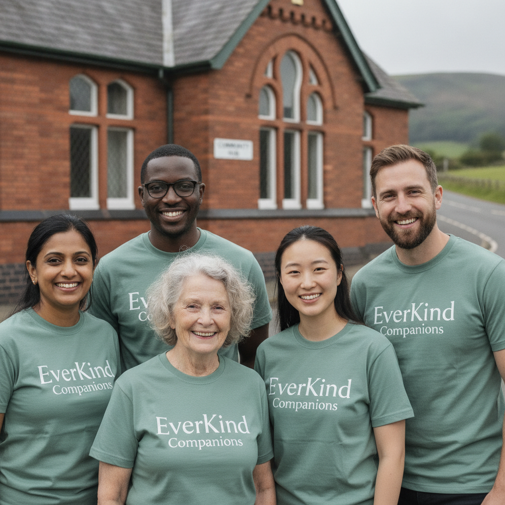 EverKind companions team in sage green uniforms